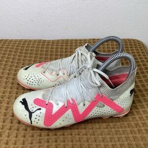 Puma Future Match FG/AG Kids Sz 2 White Pink Soccer Cleats Shoes 107384-01